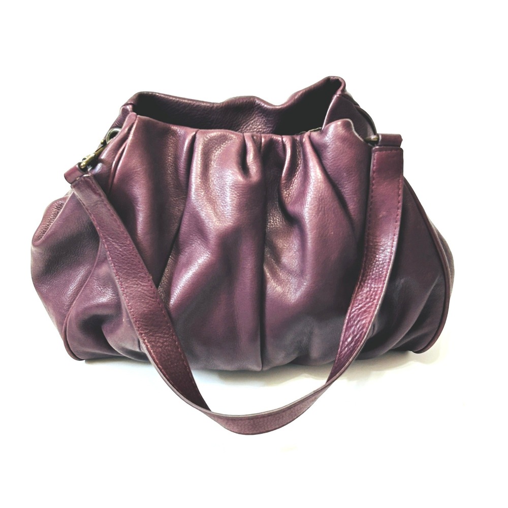 American Leather Co Plum Purple Leather Hobo Shoulder Bag Plum Handbag